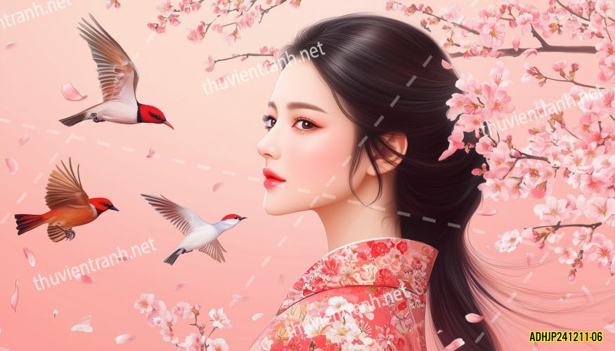 Tranh dán tường hoa cô gái Geisha Nhật Bản-ADHJP241211-06 - Kết quả tìm kiếm tranh tường